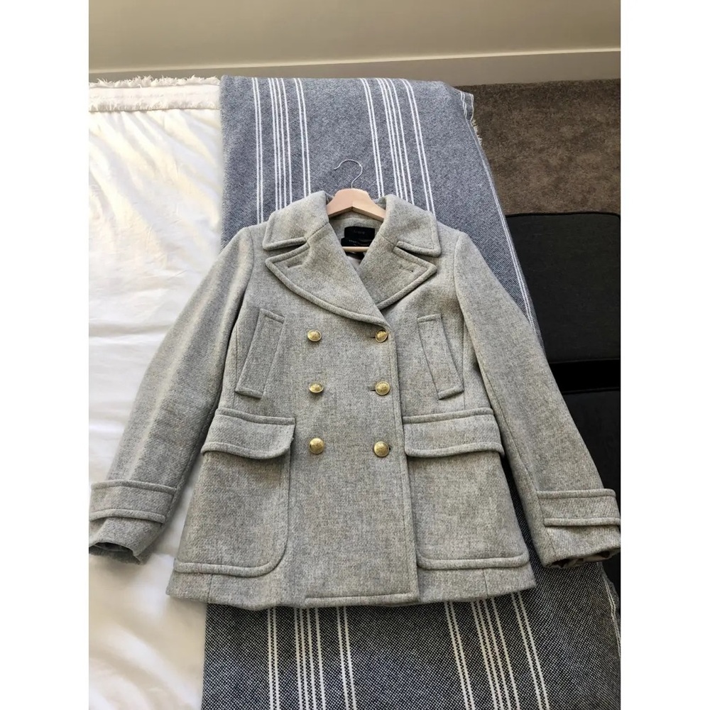 J. Crew Wool Pea Coat, Gray, Size 4